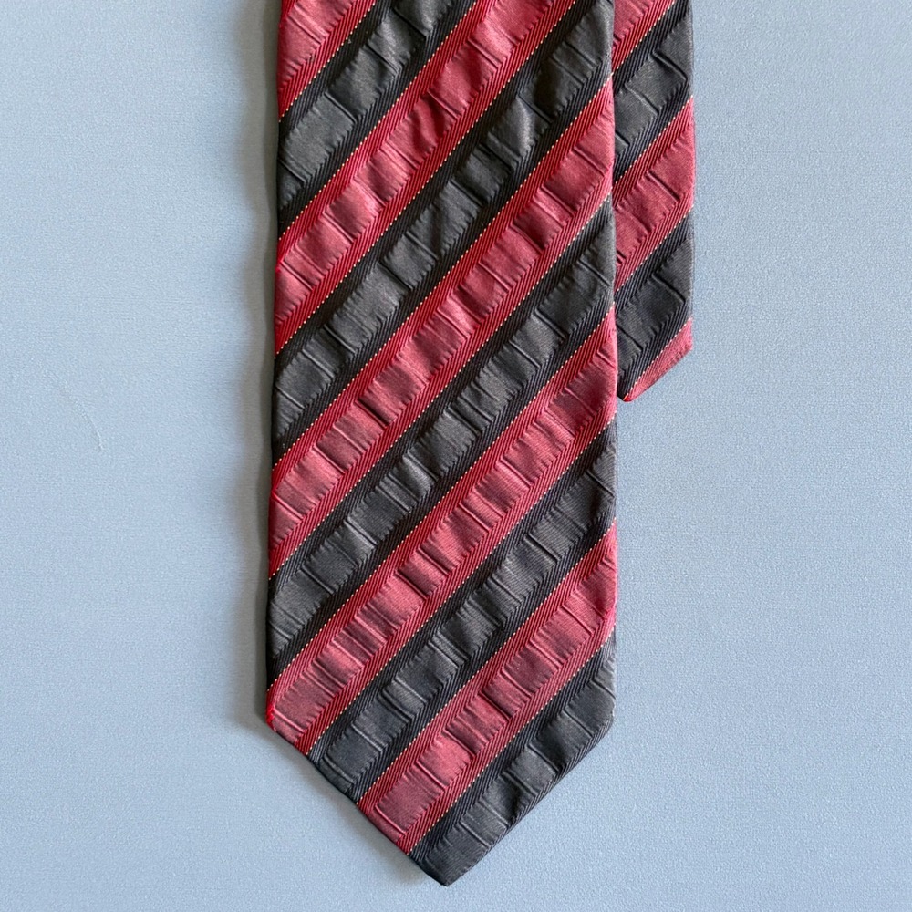 Donna Karan New‎ York Stripe Tie | 100% Silk Red Black